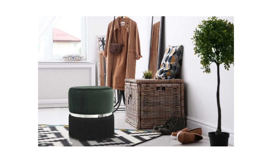 Купить ПУФ MILANO 445Х410 ЗЕЛЕНЫЙ/ЧЕРНЫЙ/СЕРЕБРО ARHOME