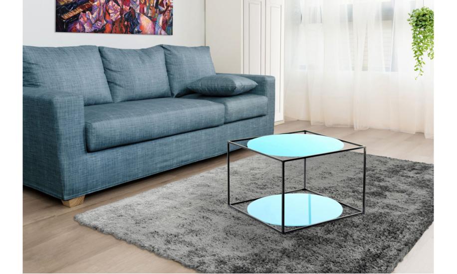 Купити  СТІЛ ЖУРНАЛЬНИЙ CUBE 500x500х360 ГОЛУБИЙ/ЧОРНИЙ ARHOME
