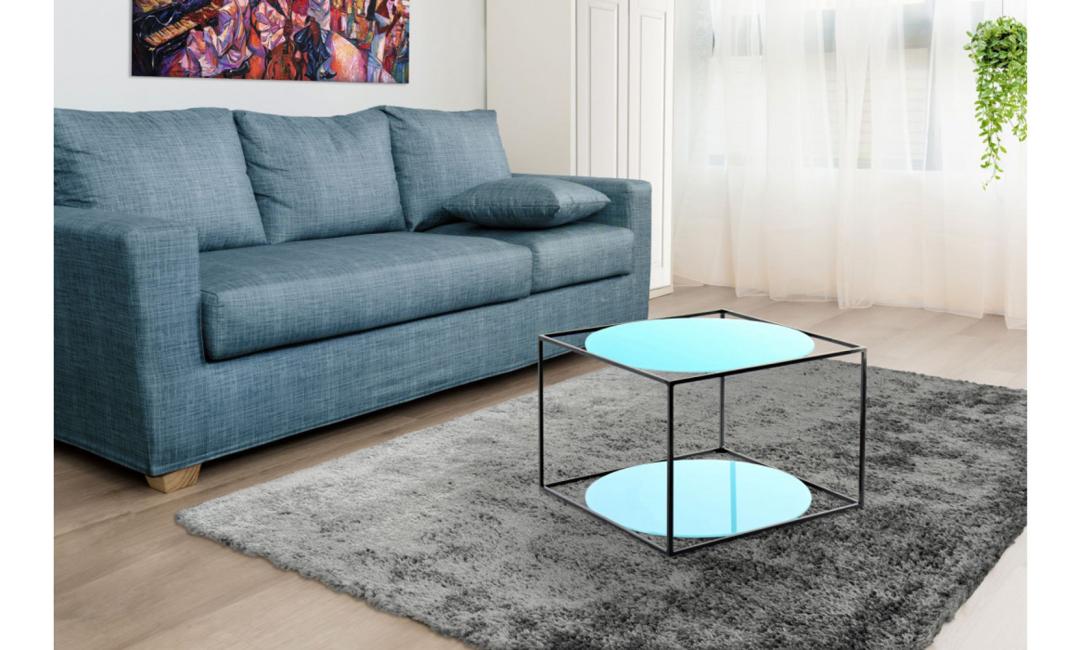Купити  СТІЛ ЖУРНАЛЬНИЙ CUBE 500x500х360 ГОЛУБИЙ/ЧОРНИЙ ARHOME