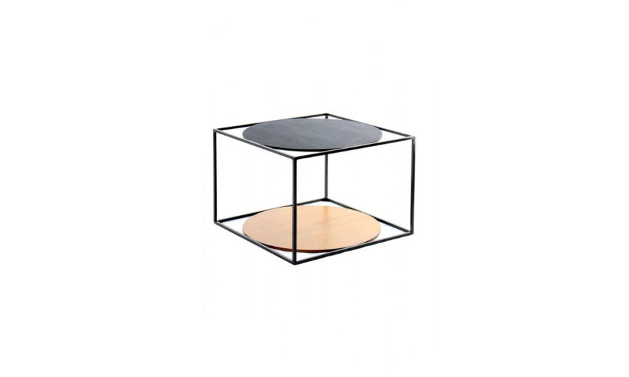 Купити  СТІЛ ЖУРНАЛЬНИЙ CUBE 500x500х360 КОРИЧНЕВИЙ/ЧОРНИЙ ARHOME