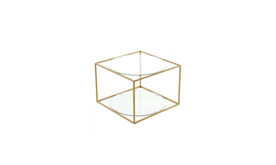 Купити  СТІЛ ЖУРНАЛЬНИЙ CUBE 500x500х360 СКЛО/ЗОЛОТО ARHOME