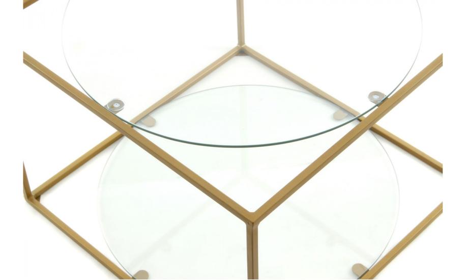 Купити  СТІЛ ЖУРНАЛЬНИЙ CUBE 500x500х360 СКЛО/ЗОЛОТО ARHOME
