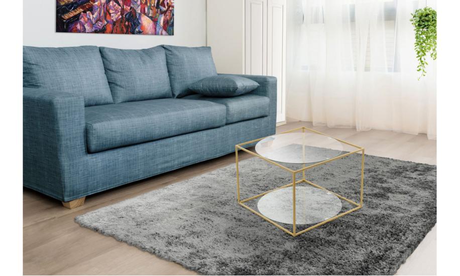 Купити  СТІЛ ЖУРНАЛЬНИЙ CUBE 500x500х360 СКЛО/ЗОЛОТО ARHOME