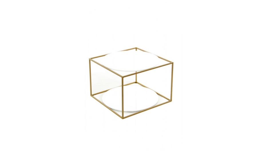Купити  СТІЛ ЖУРНАЛЬНИЙ CUBE 500x500х360 БІЛИЙ/ЗОЛОТО ARHOME