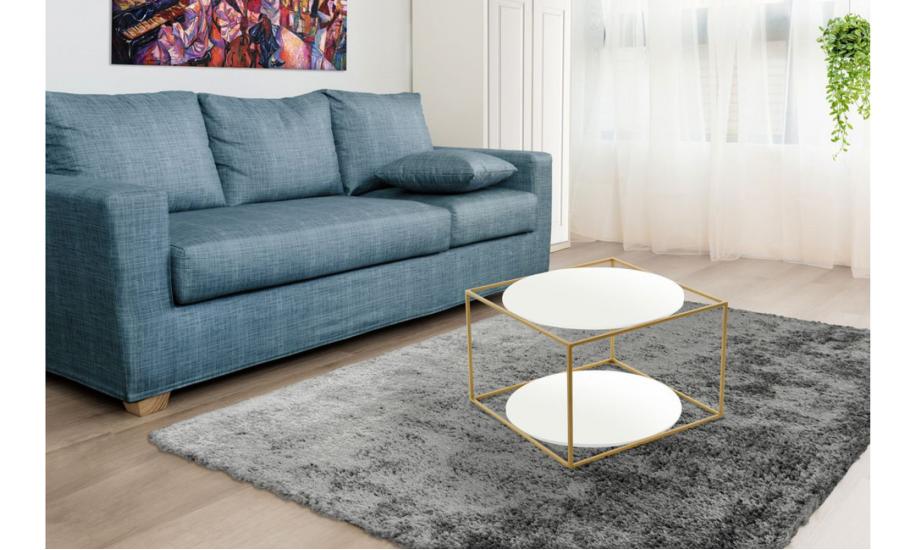 Купити  СТІЛ ЖУРНАЛЬНИЙ CUBE 500x500х360 БІЛИЙ/ЗОЛОТО ARHOME