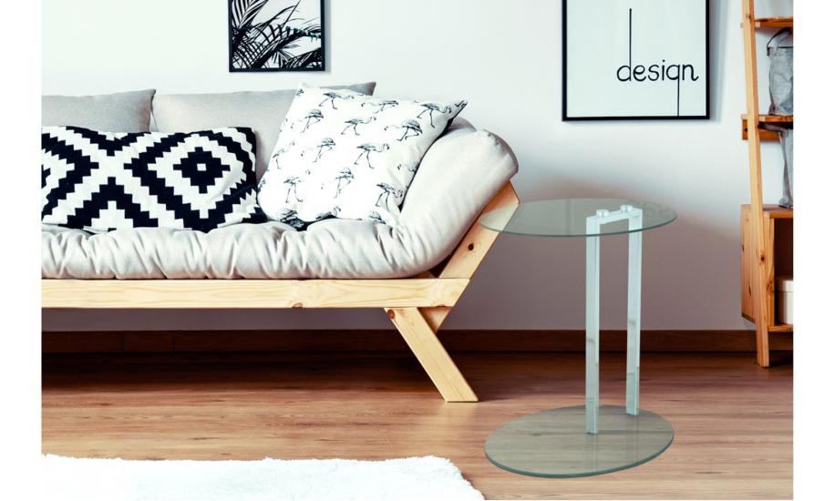 Купити  СТІЛ ЖУРНАЛЬНЫЙ МАRК 355x457х490 ПРОЗОРИЙ/ХРОМ ARHOME